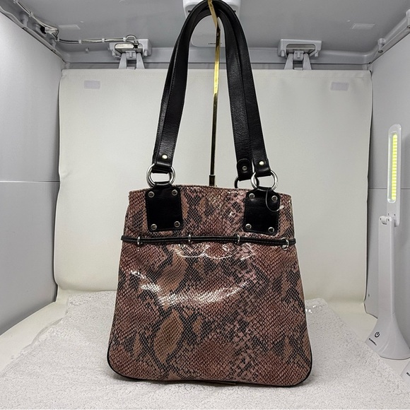 Sharif Studio made in the USA Genuine leather drawstring snake skin handbag - Picture 15 of 16